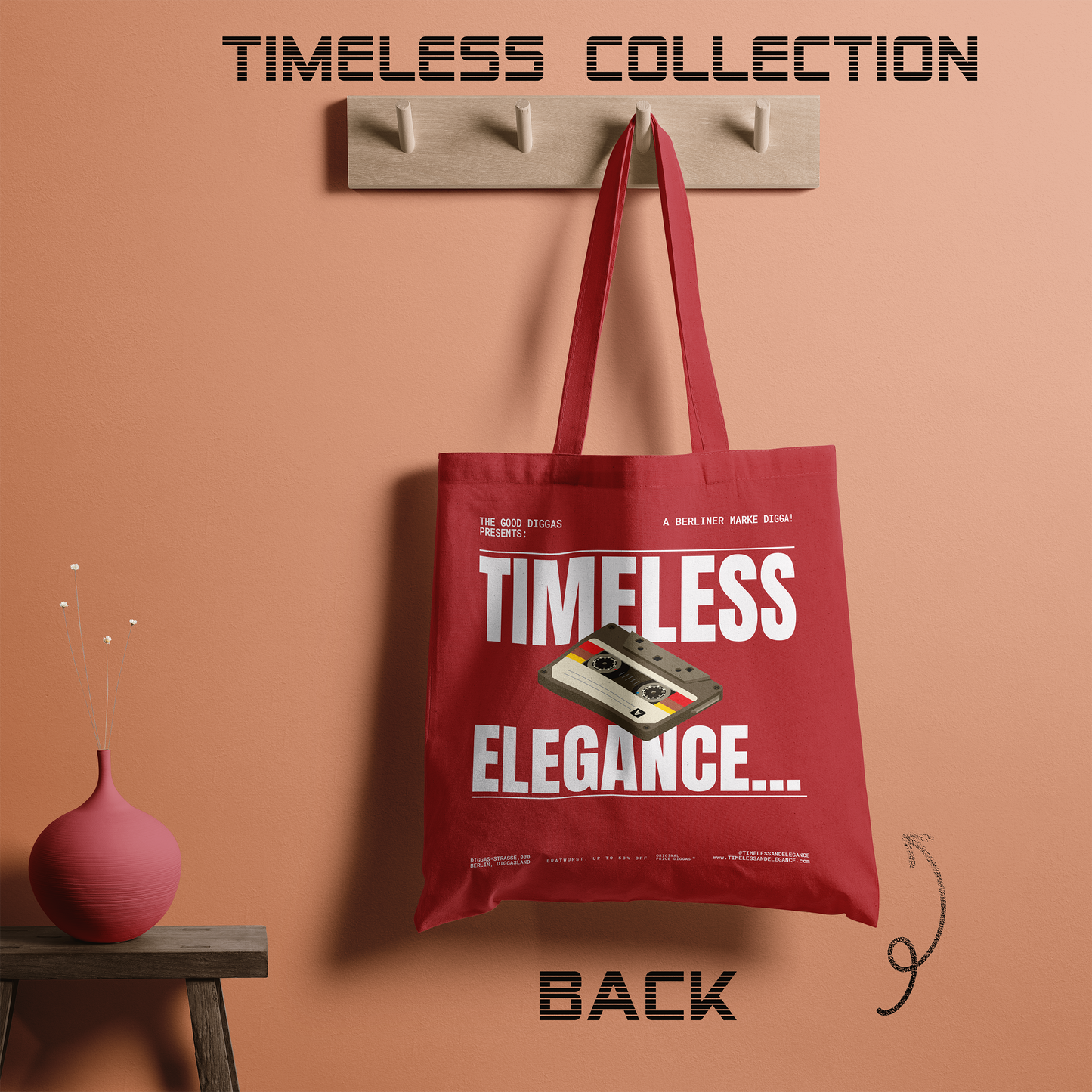 Tote Bag Timeless Digga Retro White (F+B)