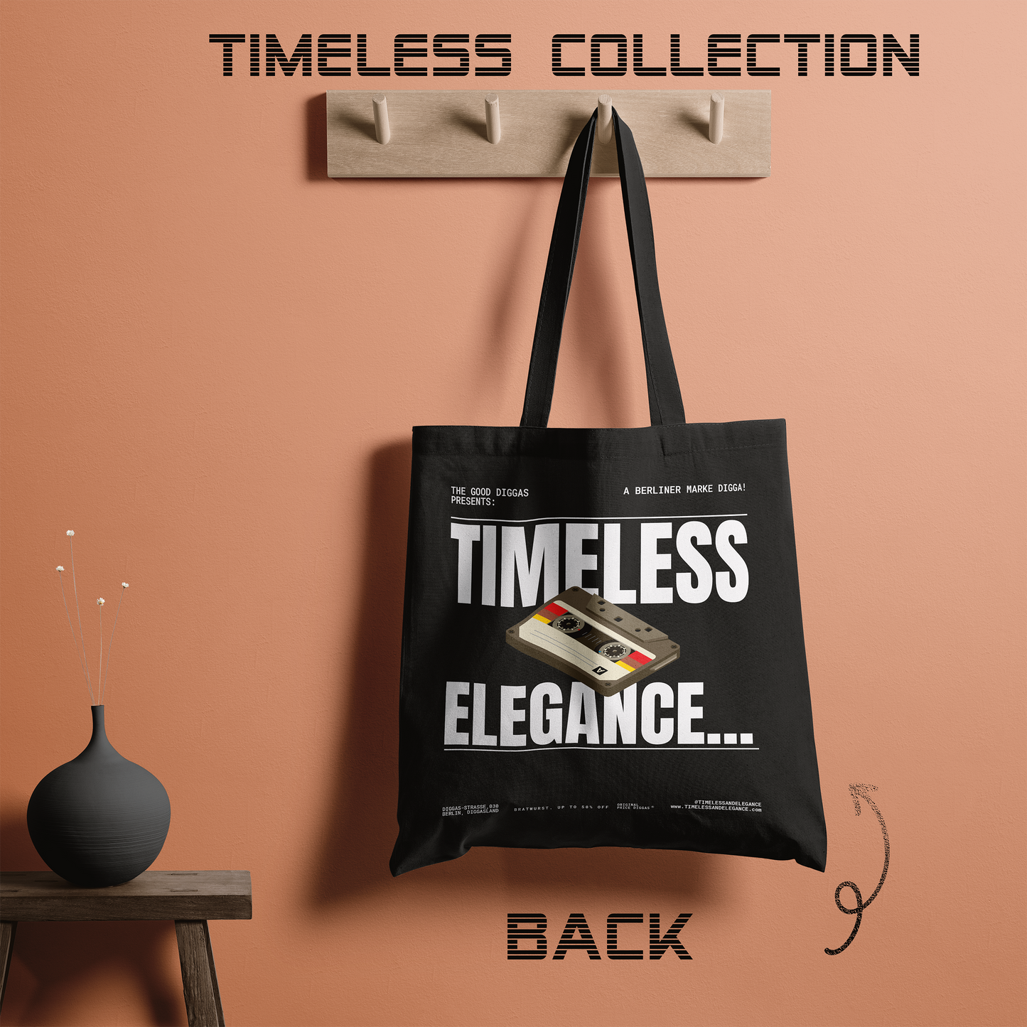 Tote Bag Timeless Digga Retro White (F+B)