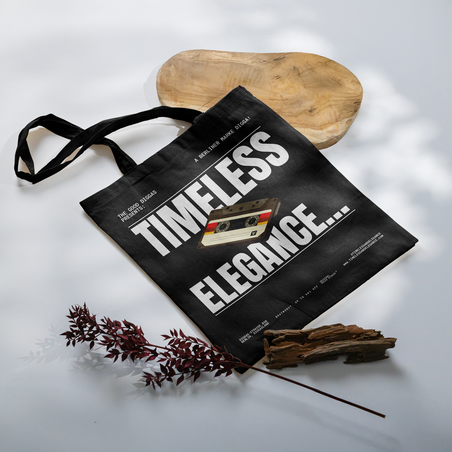 Tote Bag Timeless Digga Retro White (F+B)