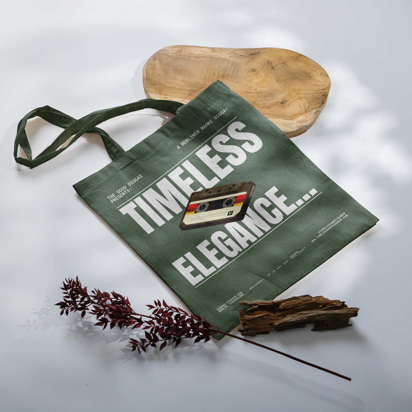 Tote Bag Timeless Digga Retro White (F+B)