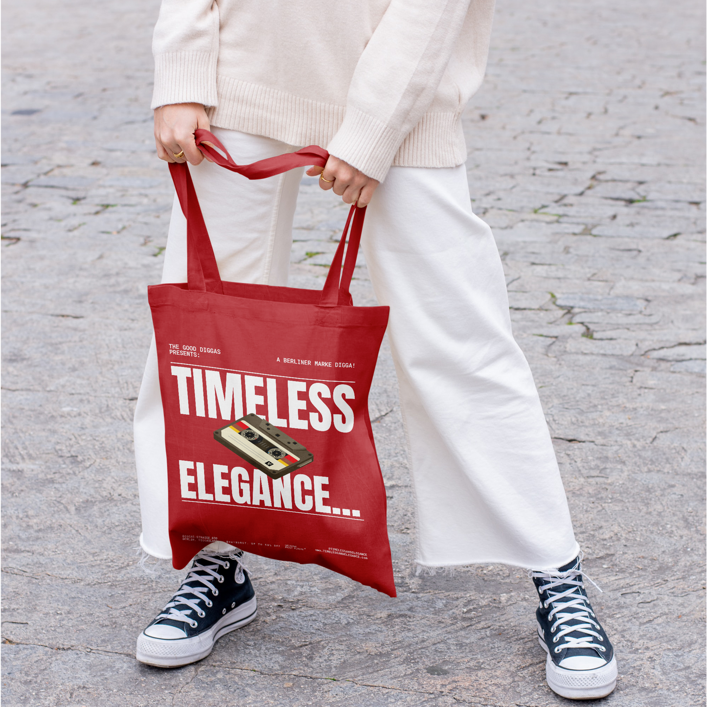 Tote Bag Timeless Digga Retro White (F+B)