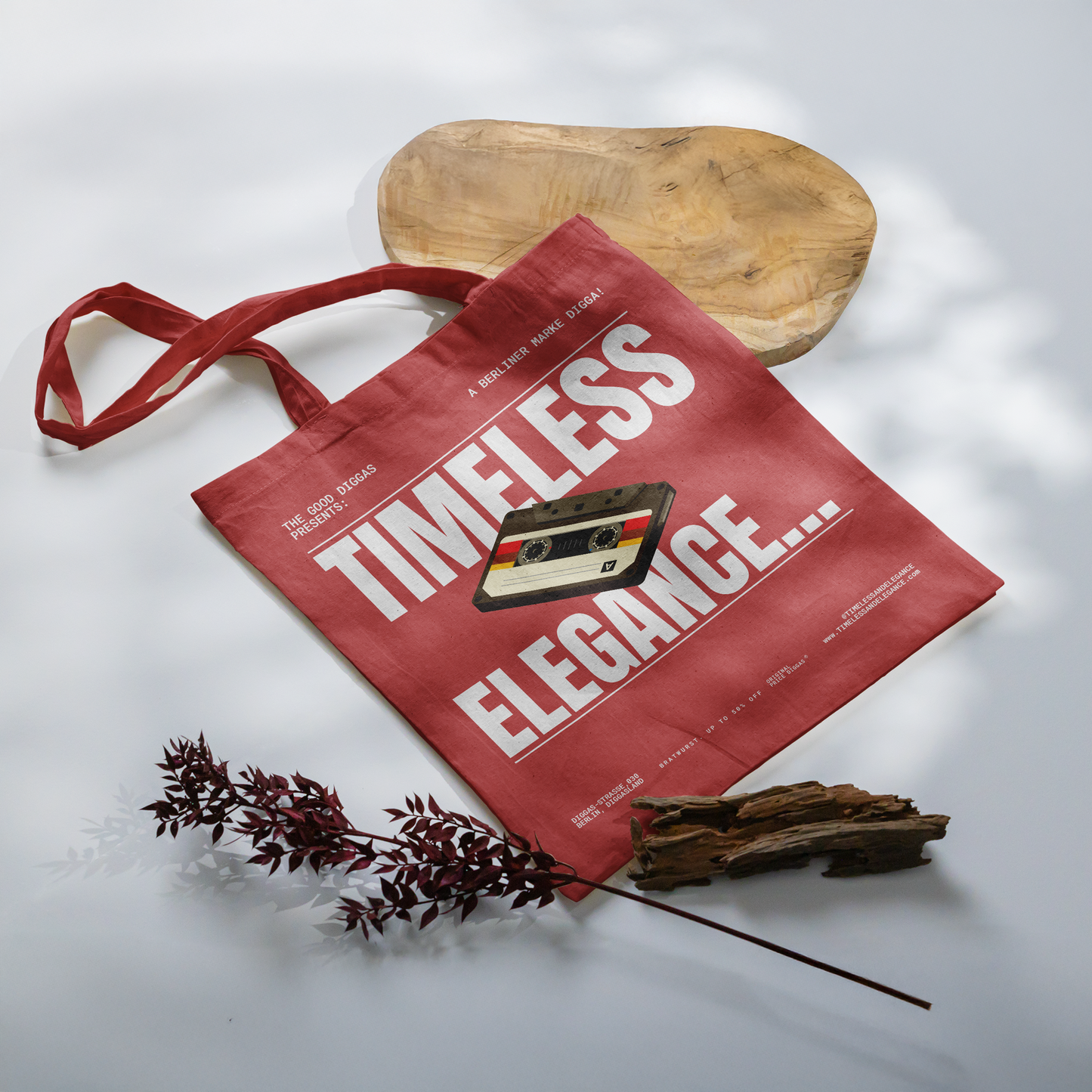 Tote Bag Timeless Digga Retro White (F+B)