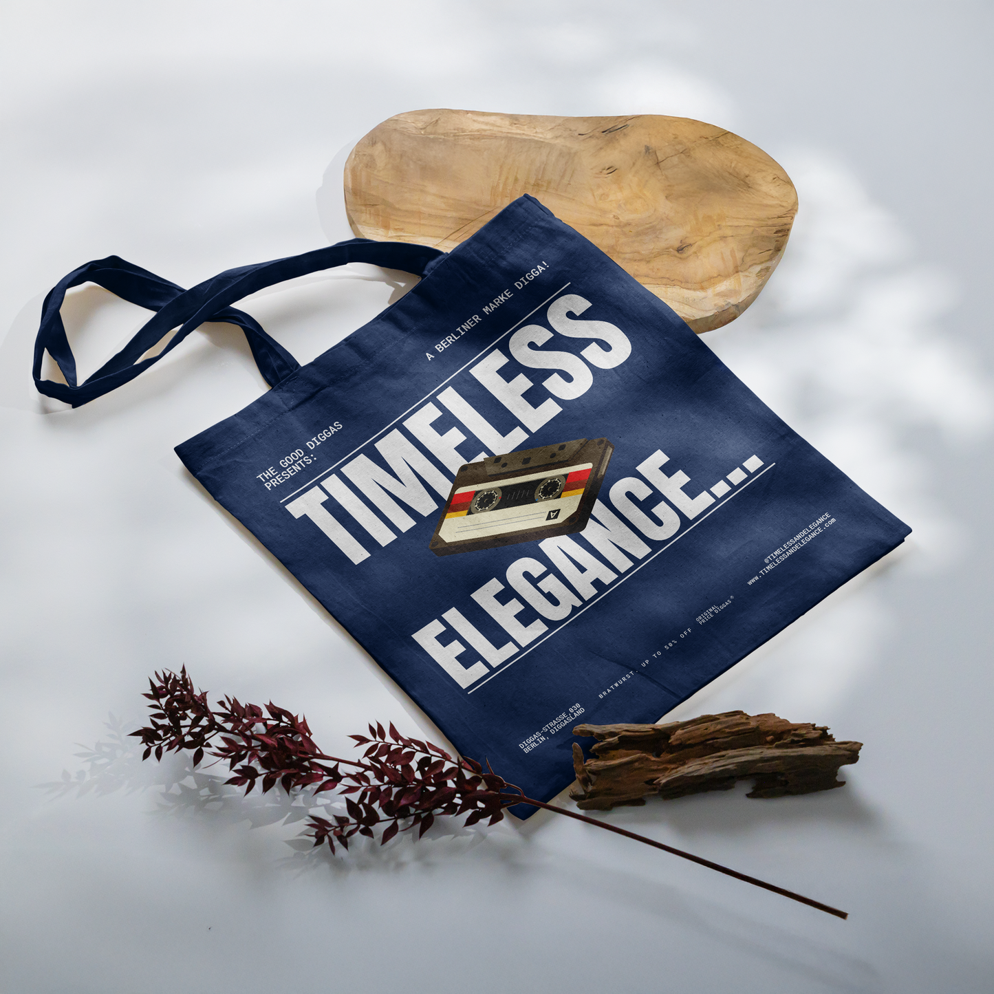 Tote Bag Timeless Digga Retro White (F+B)