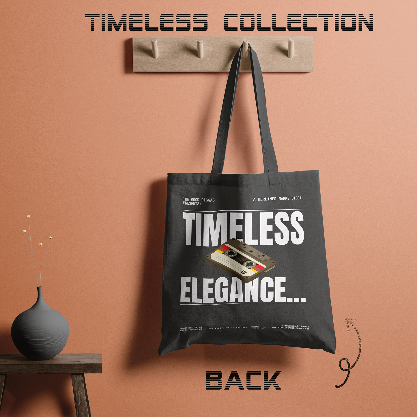 Tote Bag Timeless Digga Retro White (F+B)