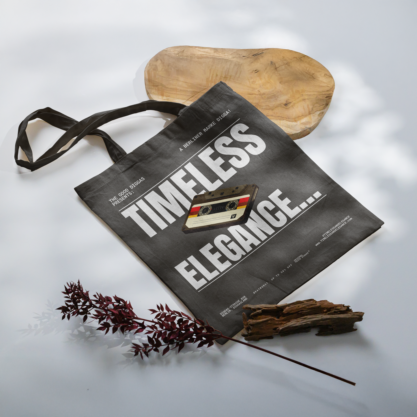 Tote Bag Timeless Digga Retro White (F+B)