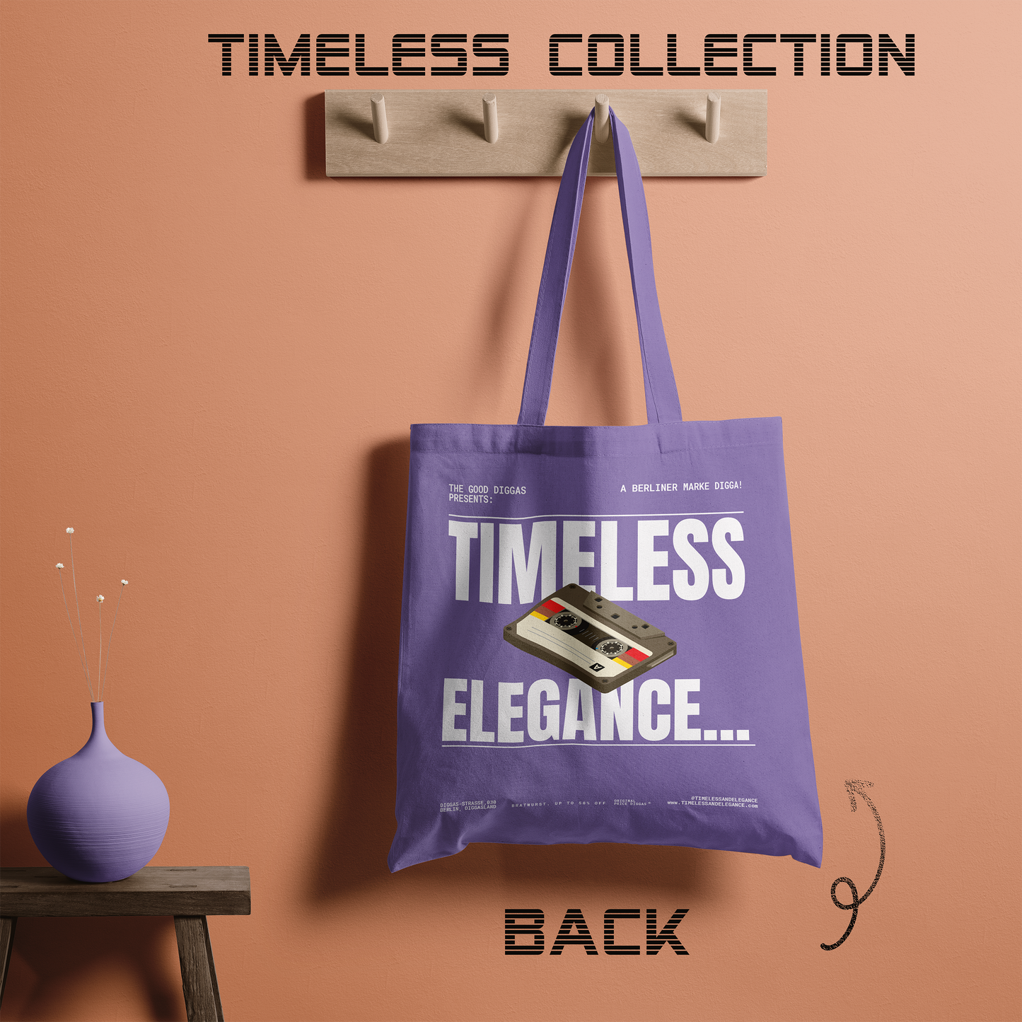 Tote Bag Timeless Digga Retro White (F+B)
