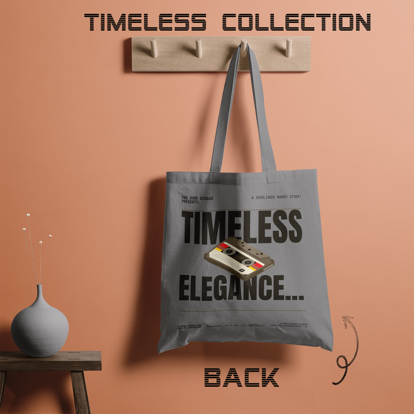Timeless Retro Tote – Black (F+B)